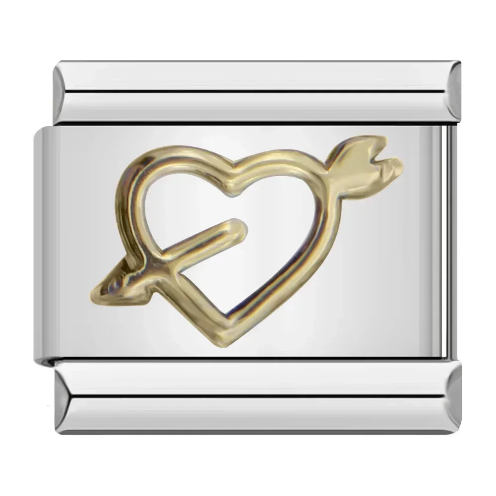 Hapiship 2024 nueva moda 26 letras en inglés eslabones de encanto italiano aptos para pulsera de acero inoxidable de 9mm hacer joyería de mujer DJ110