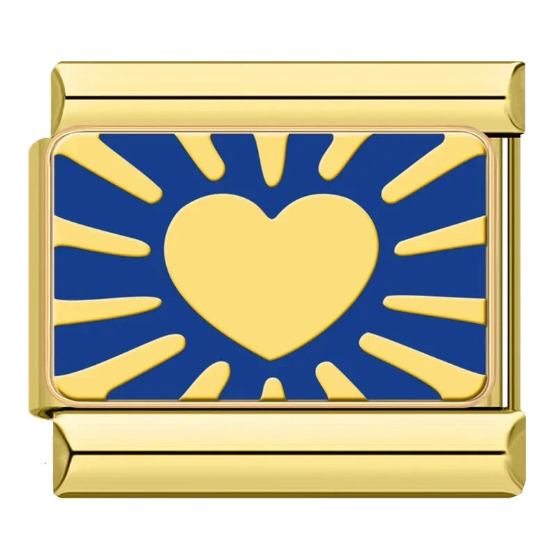 Hapiship 2025, venta al por mayor, Luna, corazón, estrella, abalorio italiano apto para pulsera de acero inoxidable de 9mm, envío directo, joyería para mujer DJ1443