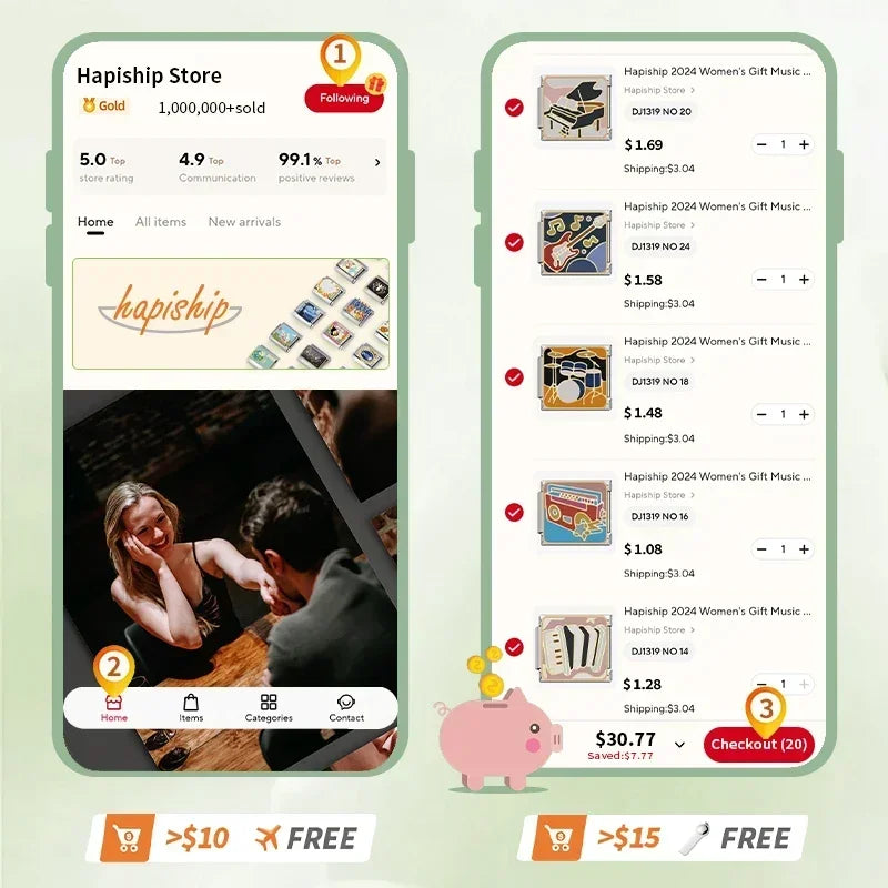 Hapiship 2025 Wholesale Moon Heart Star Italian Charm Fit 9mm Stainless Steel Bracelet Drop Shipping Women Jewelry DJ1443