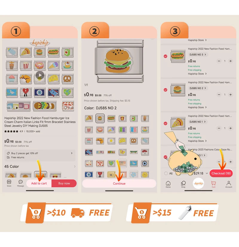 Hapiship 2024 New Elephant Sun Cross Bee Angel Camera Italian Charm Links Fit 9mm Bracelet Stainless Steel Making Jewelry DJ1188