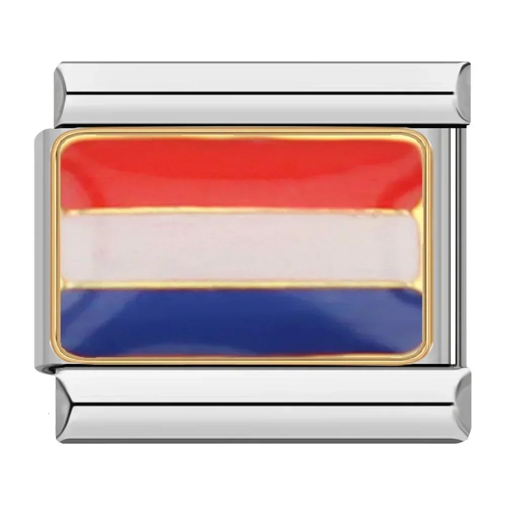 Hapiship-abalorio italiano con bandera nacional del mundo, Margarita Original, compatible con pulsera de 9mm, fabricación de joyas de acero inoxidable DJ046