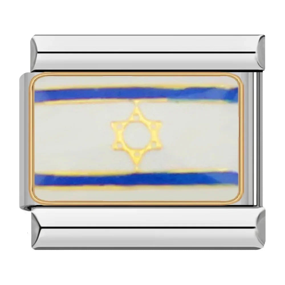 Hapiship-abalorio italiano con bandera nacional del mundo, Margarita Original, compatible con pulsera de 9mm, fabricación de joyas de acero inoxidable DJ046