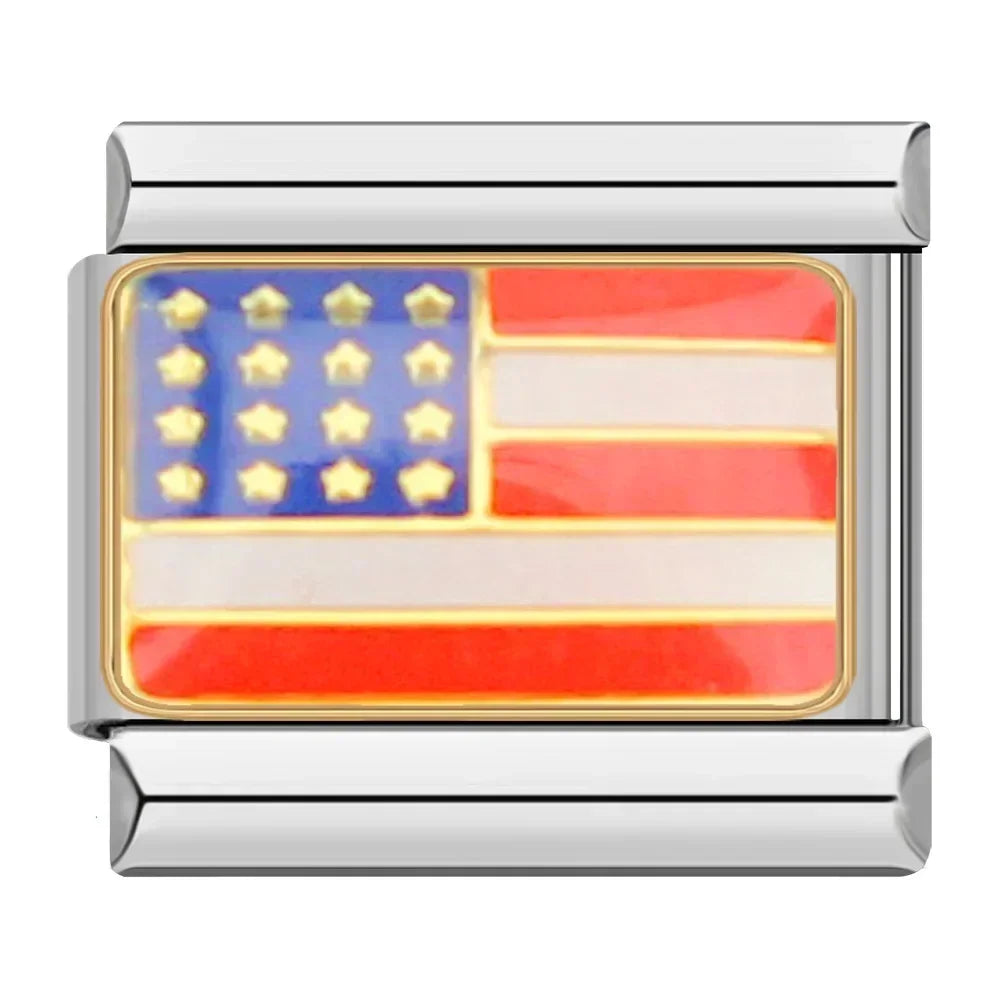 Hapiship-abalorio italiano con bandera nacional del mundo, Margarita Original, compatible con pulsera de 9mm, fabricación de joyas de acero inoxidable DJ046